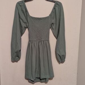FP Beach green long sleeve smock mini dress size XS